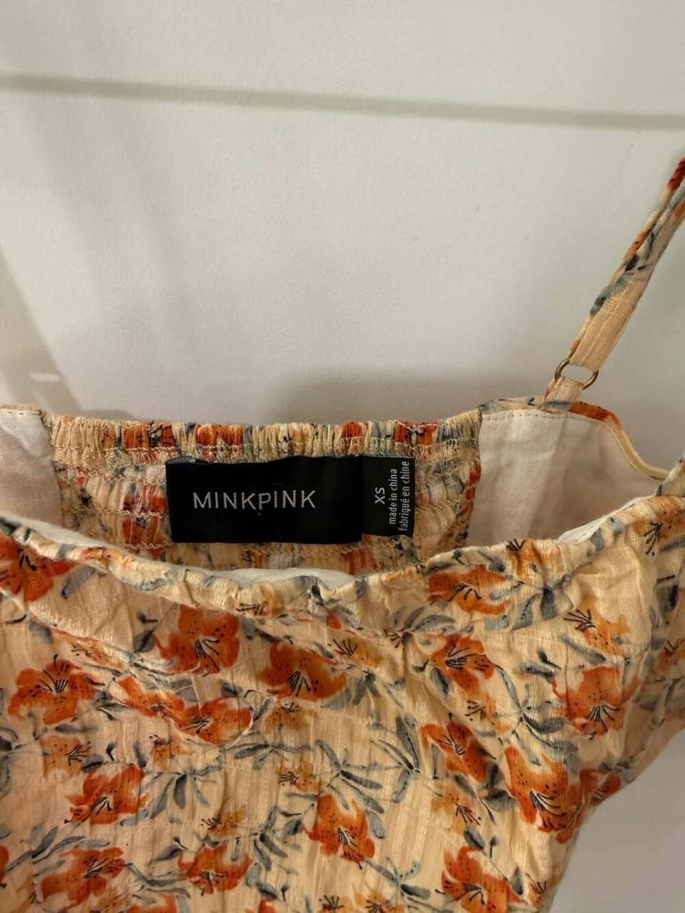 MINKPINK Orange Floral Smocked Crop Top and skirt two-piece set - Picture 4 of 15